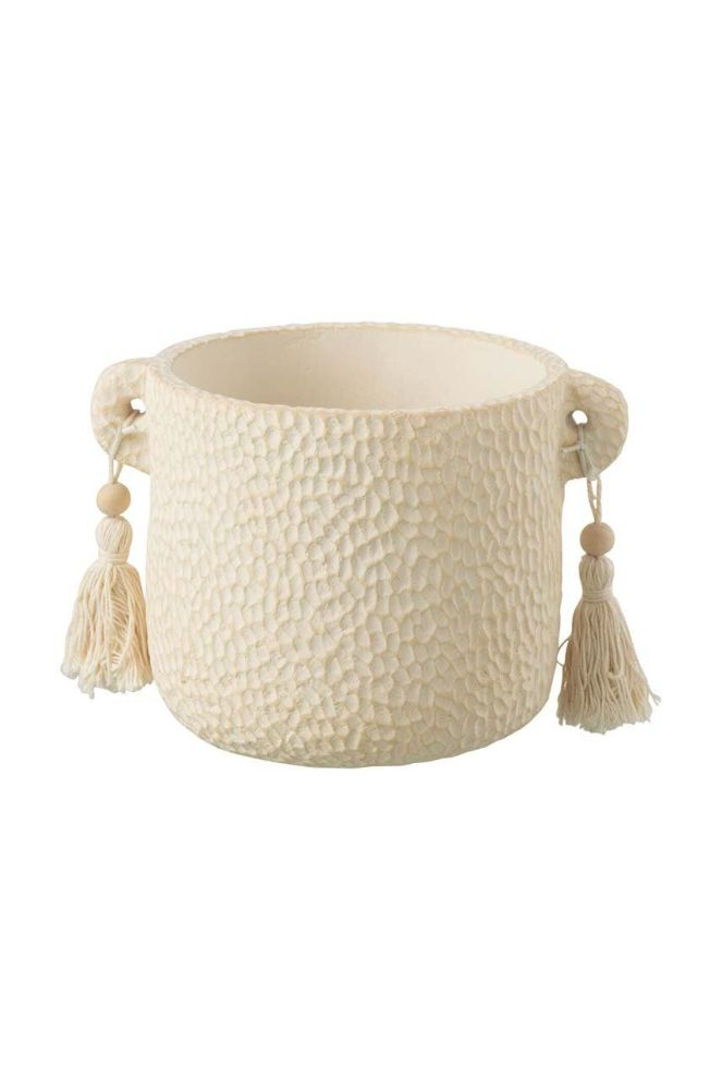 Горщик J-Line Tassel Ceramic Cream Small колір бежевий