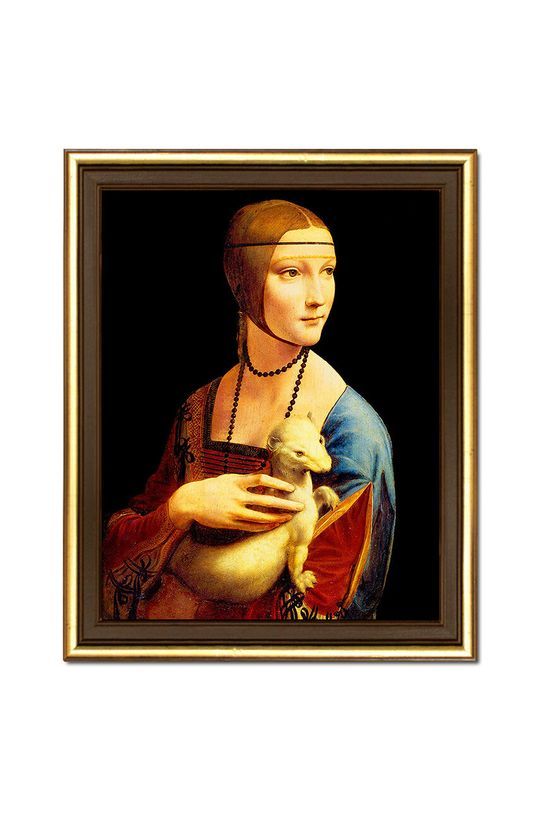 Репродукція на полотні в рамі Leonardo Da Vinci, Dama z gronostajem 24 x 29 cm колір барвистий