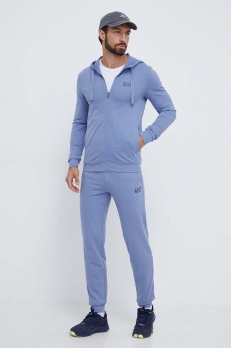 Бавовняний спортивний костюм EA7 Emporio Armani чоловічий колір блакитний