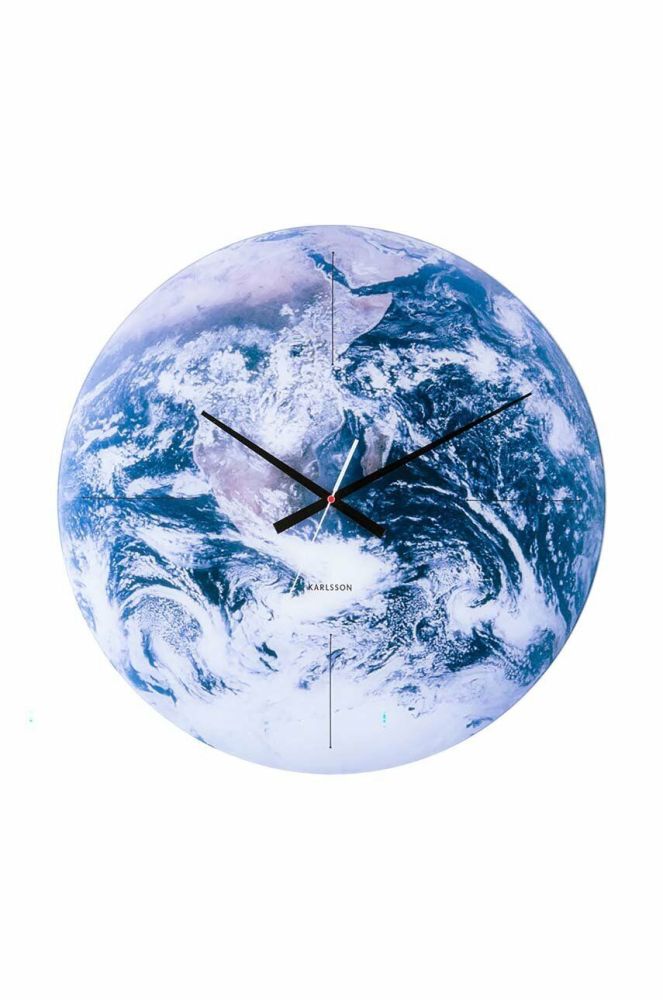 Настінний годинник Karlsson Earth колір блакитний