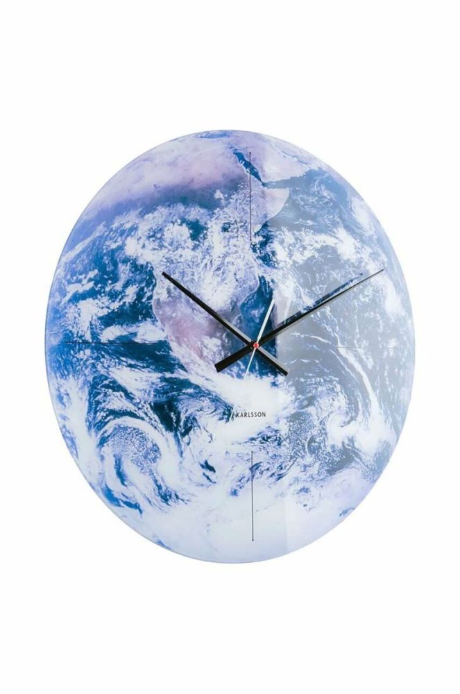 Настінний годинник Karlsson Earth колір блакитний фото 2