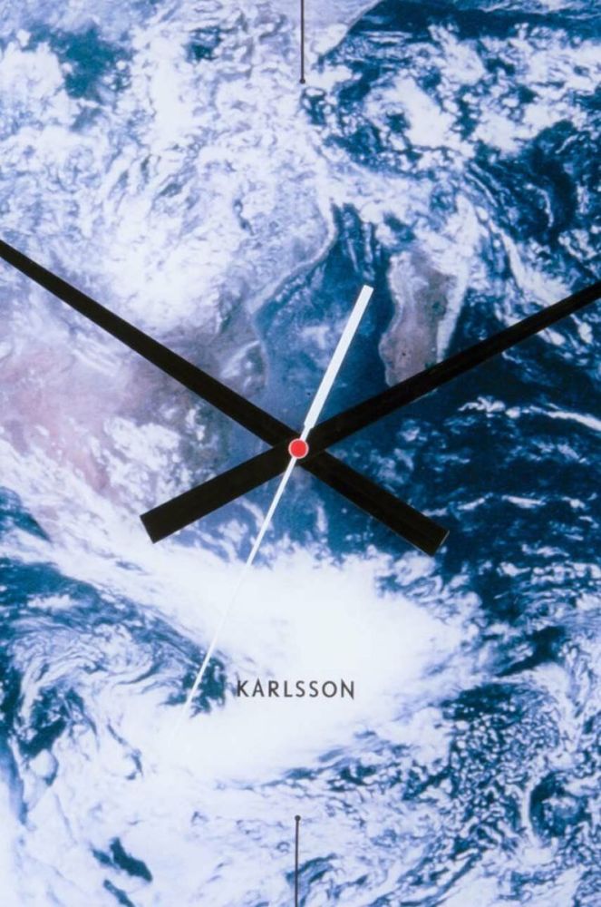 Настінний годинник Karlsson Earth колір блакитний фото 3