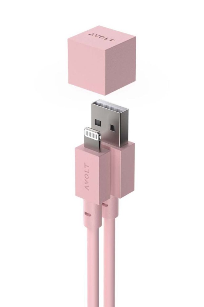Зарядний usb кабель Avolt Cable 1, USB A to Lightning, 1,8 m колір рожевий фото 2