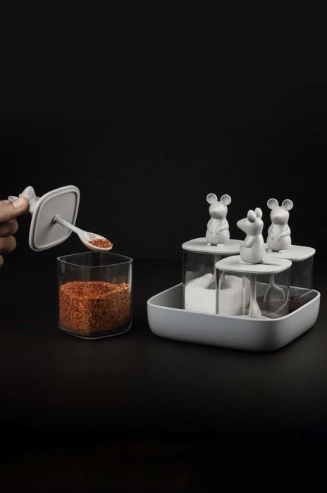 Набір контейнерів для зберігання з кришками Qualy Lucky Mouse 4-pack колір барвистий