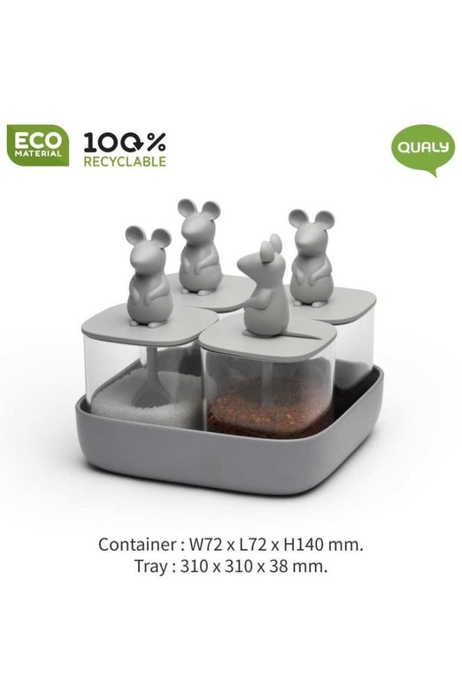 Набір контейнерів для зберігання з кришками Qualy Lucky Mouse 4-pack колір барвистий фото 3
