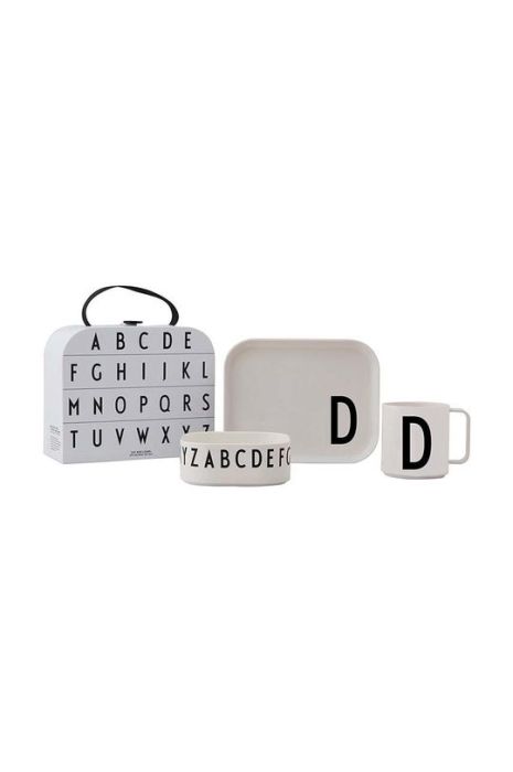 Дитячий набір для сніданку Design Letters Classics in a suitcase D 4-pack колір білий Дитячий набір для сніданку Design Letters Classics in a suitcase D 4-pack колір білий