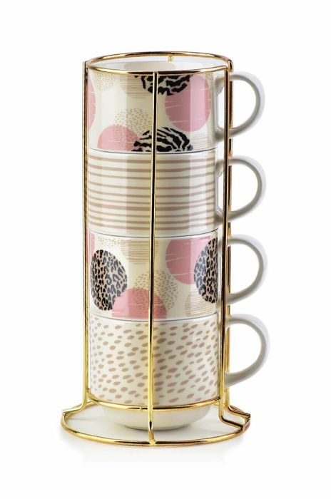 Набір чашок з підставкою Affek Design 4-pack колір барвистий (2999087)