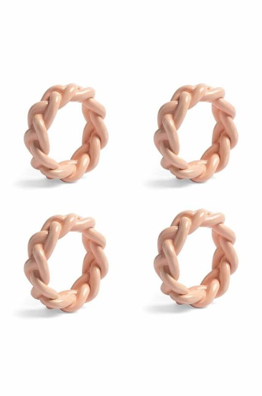 Кільця для серветок &k amsterdam Braid Pink Set 4-pack колір рожевий
