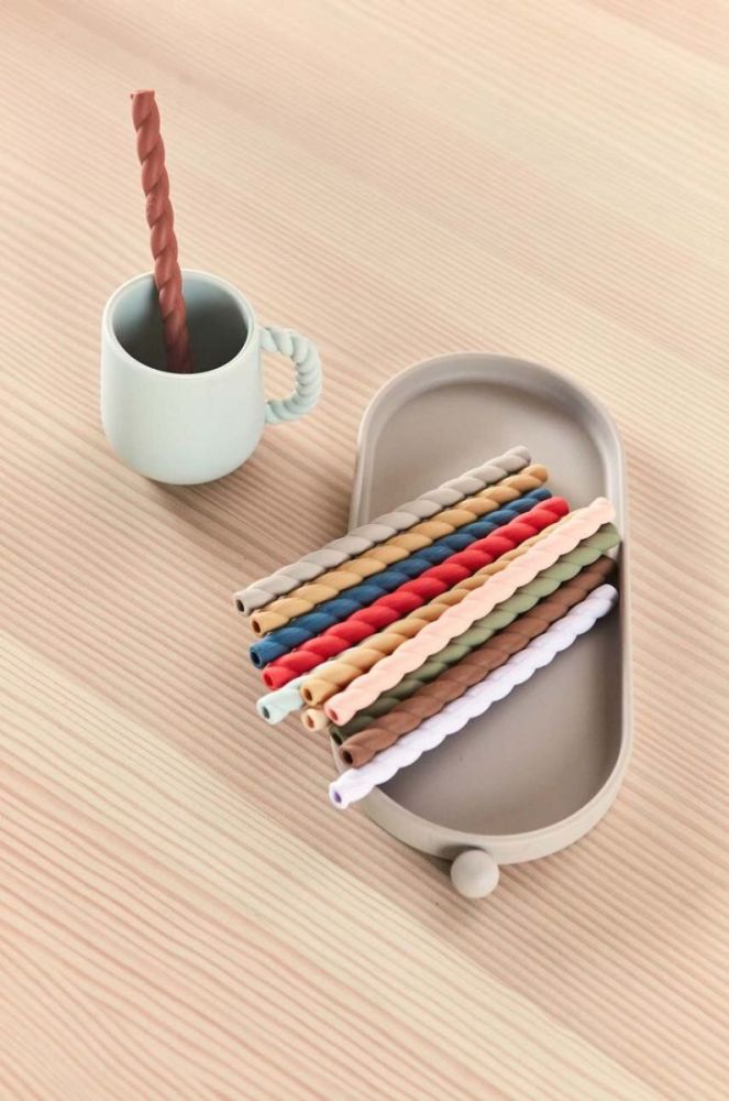 Набір трубочок зі щіточкою OYOY Mellow Silicone 6 шт колір барвистий фото 3