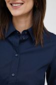 Бавовняна сорочка Seidensticker жіноча колір синій slim класичний комір