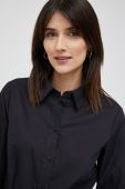 Бавовняна сорочка Seidensticker жіноча колір чорний slim класичний комір (2956861)