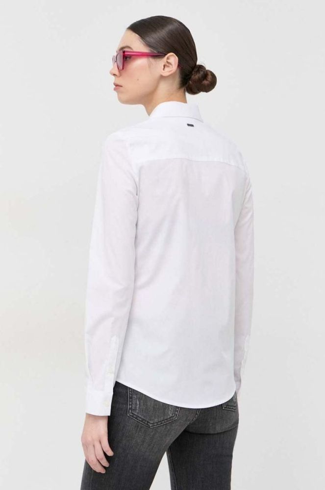 Сорочка Armani Exchange жіноча колір білий slim класичний комір фото 3