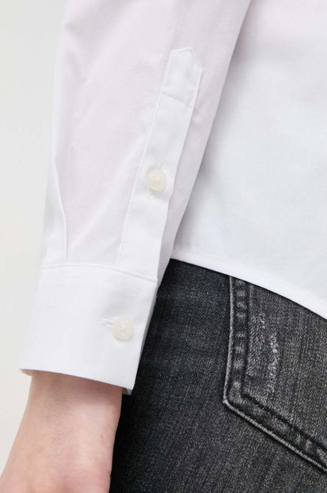 Сорочка Armani Exchange жіноча колір білий slim класичний комір фото 6