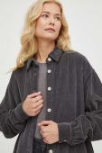 Бавовняна сорочка American Vintage жіноча колір сірий relaxed класичний комір (3584859)