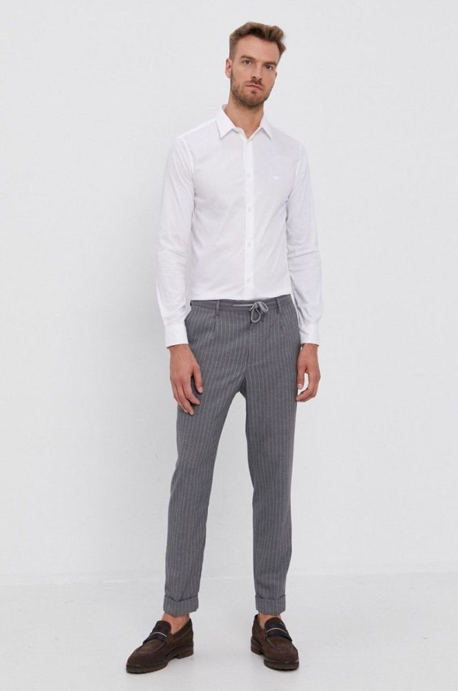 Сорочка Emporio Armani чоловіча колір білий regular класичний комір фото 3