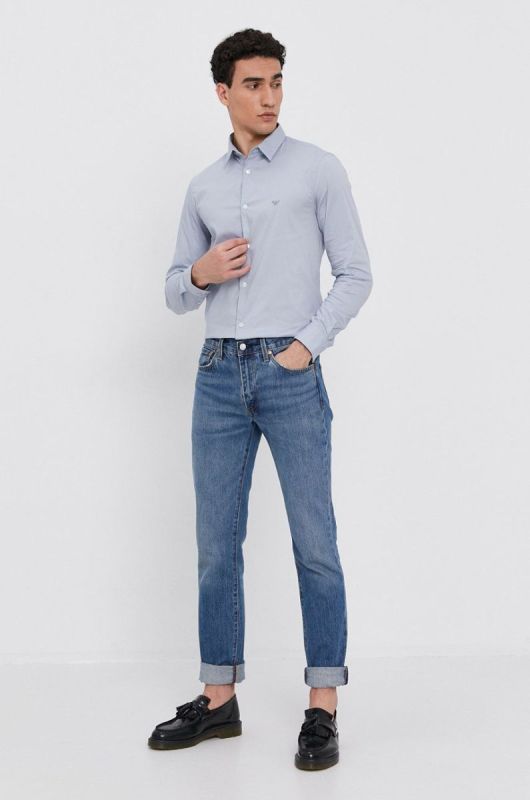 Сорочка Emporio Armani чоловіча regular класичний комір колір блакитний фото 2
