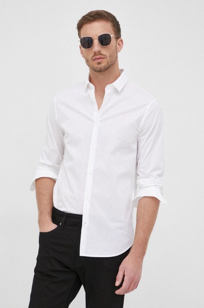 Сорочка Armani Exchange чоловіча колір білий slim класичний комір (2147351) фото 5