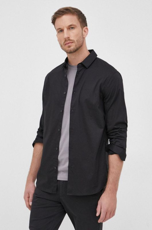Сорочка Armani Exchange чоловіча колір чорний slim класичний комір (2147357)