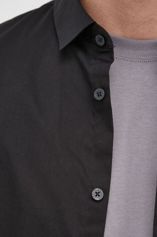 Сорочка Armani Exchange чоловіча колір чорний slim класичний комір (2147357) фото 2