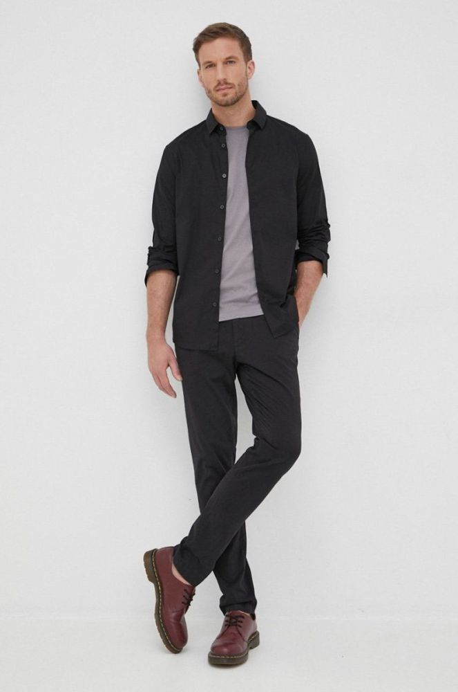 Сорочка Armani Exchange чоловіча колір чорний slim класичний комір (2147357) фото 3