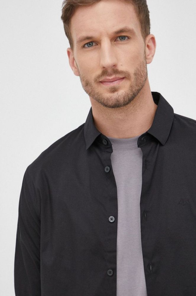 Сорочка Armani Exchange чоловіча колір чорний slim класичний комір (2147357) фото 5