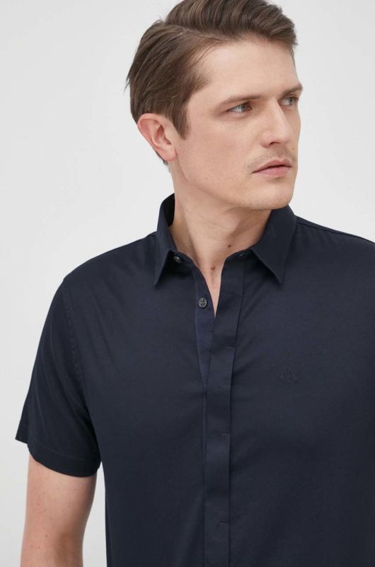 Сорочка Armani Exchange чоловіча колір синій slim класичний комір (2147376)