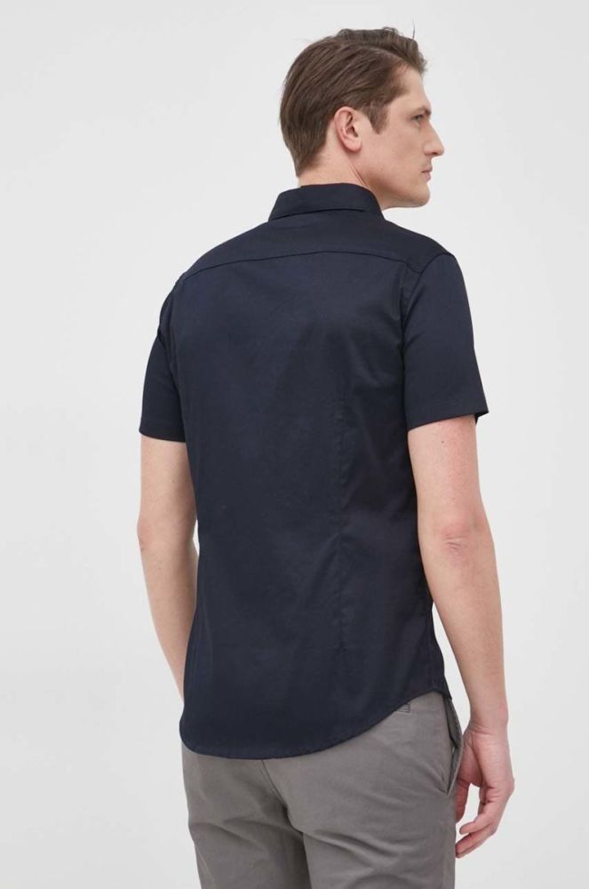 Сорочка Armani Exchange чоловіча колір синій slim класичний комір (2147376) фото 3