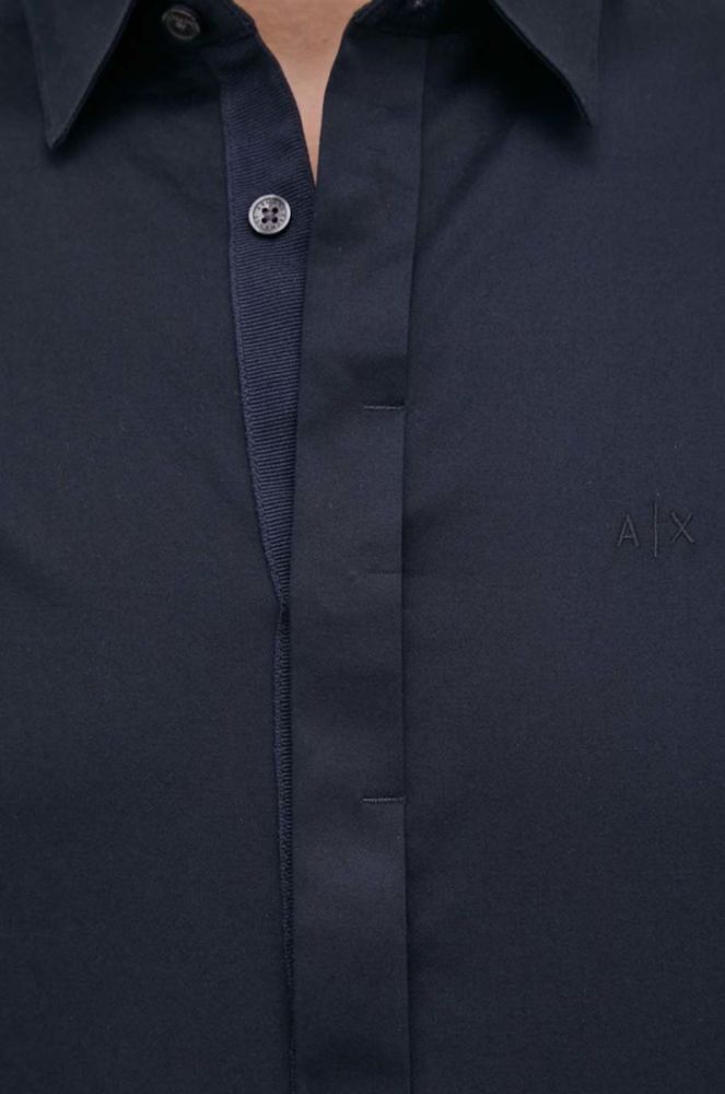 Сорочка Armani Exchange чоловіча колір синій slim класичний комір (2147376) фото 5