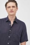 Сорочка з льону Marc O'Polo чоловіча колір синій regular класичний комір Сорочка з льону Marc O'Polo чоловіча колір синій regular класичний комір