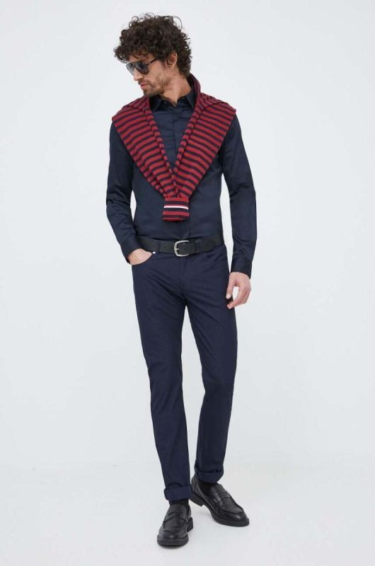 Сорочка Armani Exchange чоловіча колір синій slim класичний комір (3050794) фото 2