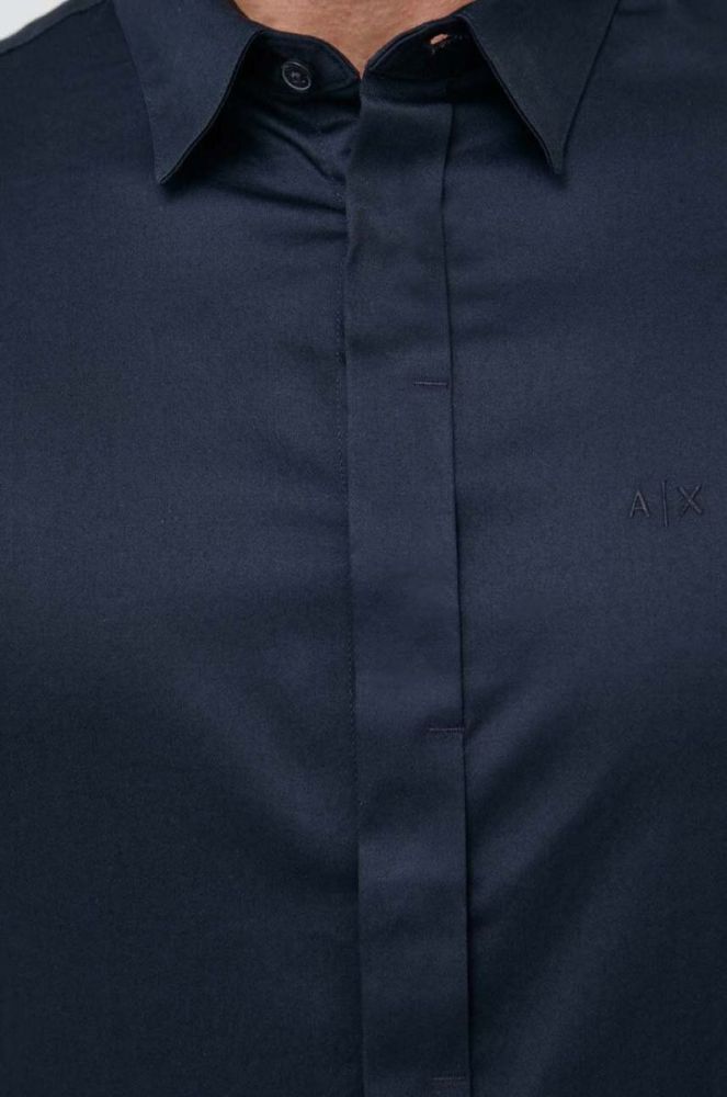 Сорочка Armani Exchange чоловіча колір синій slim класичний комір (3050794) фото 5