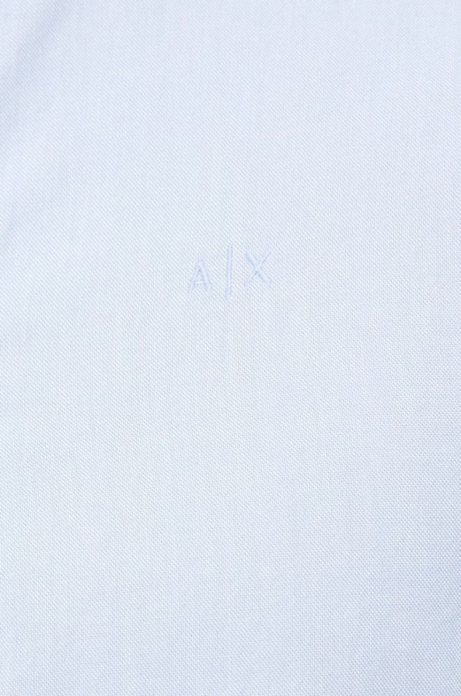 Бавовняна сорочка Armani Exchange чоловіча slim класичний комір колір блакитний (2596296) фото 2