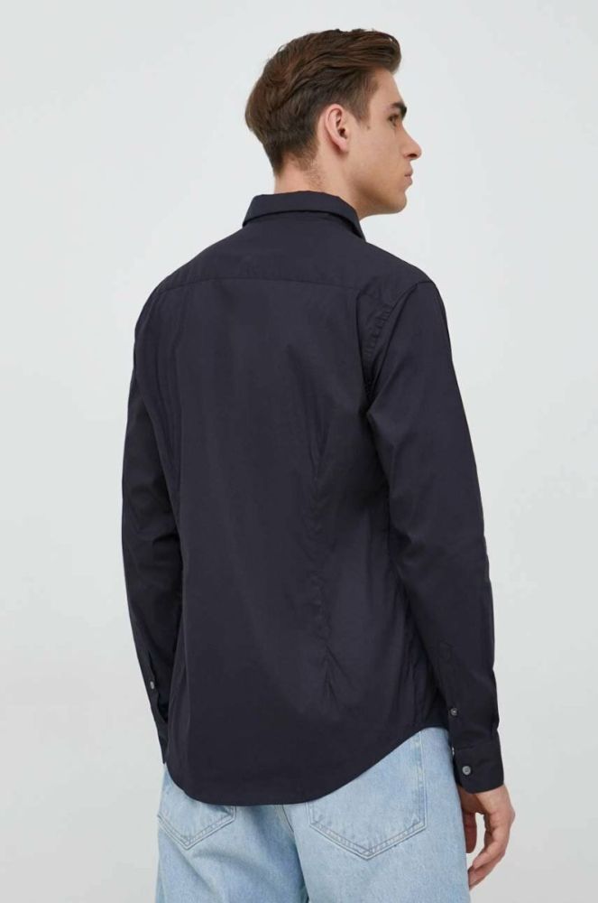 Сорочка Emporio Armani чоловіча колір синій regular класичний комір фото 4