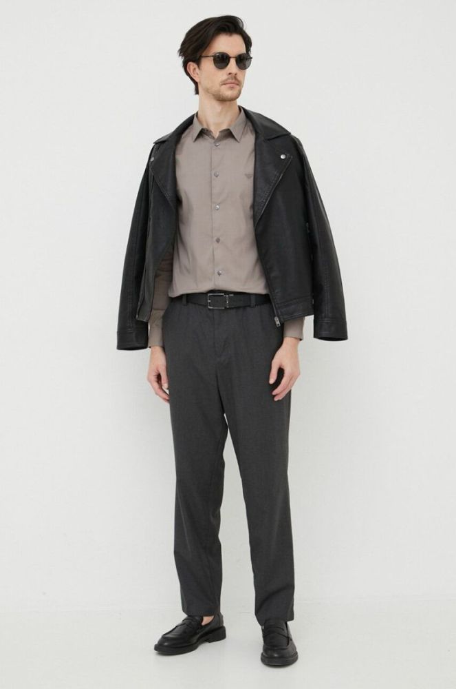 Сорочка Emporio Armani чоловіча колір чорний regular класичний комір (2970496) фото 3