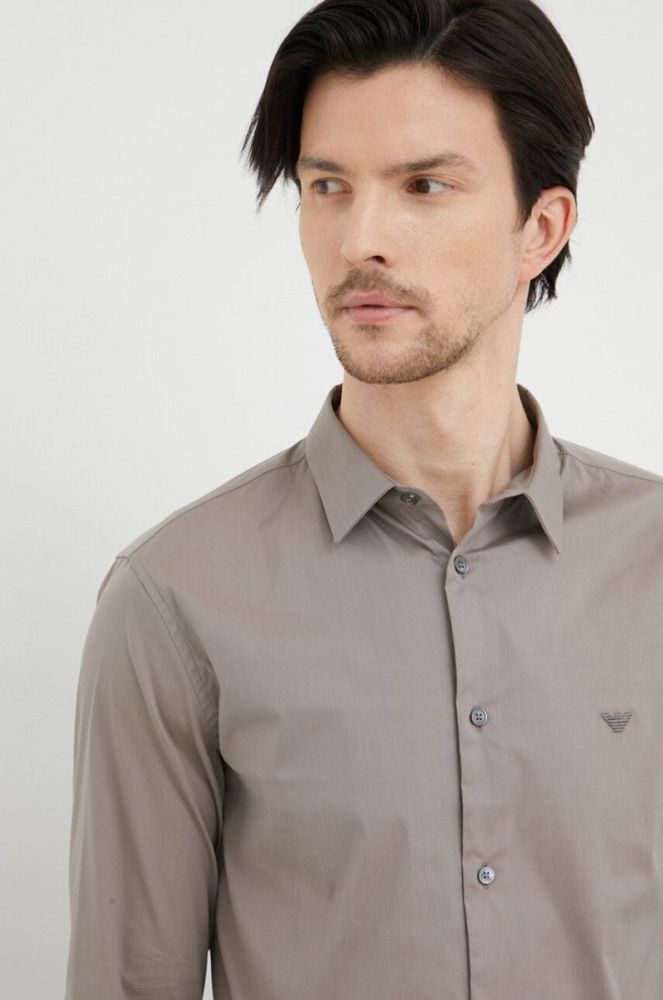Сорочка Emporio Armani чоловіча колір чорний regular класичний комір (2970496) фото 5