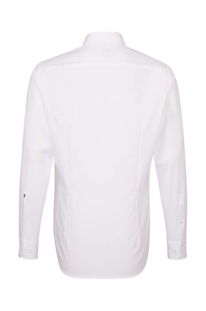 Бавовняна сорочка Seidensticker Чоловіча колір білий slim комір button-down фото 8