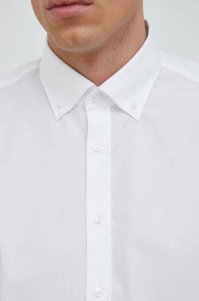 Бавовняна сорочка Seidensticker Чоловіча колір білий slim комір button-down фото 6