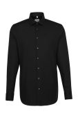 Бавовняна сорочка Seidensticker чоловіча колір чорний slim класичний комір (2979048)