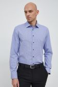 Бавовняна сорочка Seidensticker чоловіча колір синій slim класичний комір (2978785)