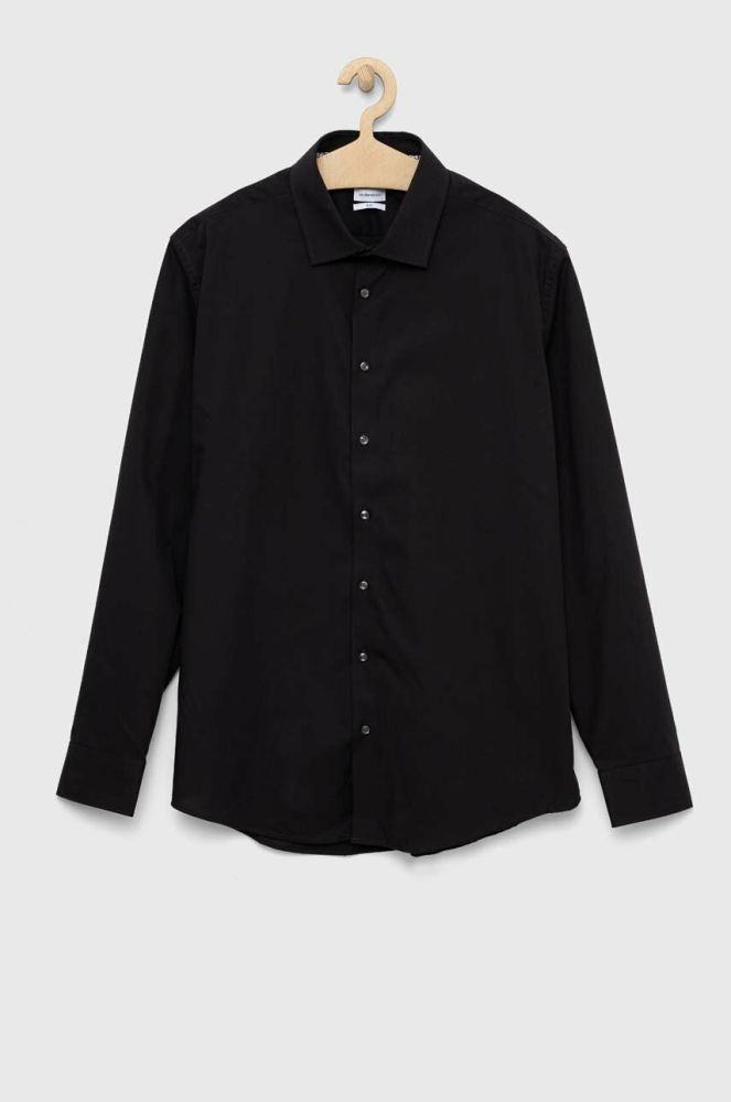 Бавовняна сорочка Seidensticker Чоловіча колір чорний regular класичний комір