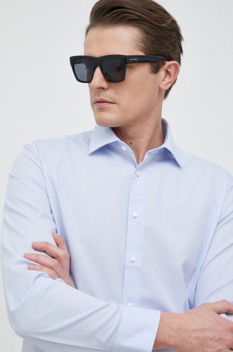 Бавовняна сорочка Seidensticker чоловіча slim класичний комір колір блакитний (2978561)