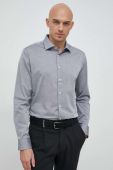 Бавовняна сорочка Seidensticker чоловіча колір сірий slim класичний комір (2978568)