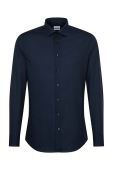 Бавовняна сорочка Seidensticker чоловіча колір синій slim класичний комір (2978689)