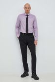 Бавовняна сорочка Seidensticker чоловіча колір фіолетовий slim класичний комір