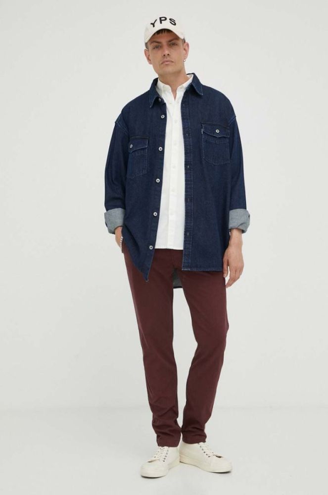 Сорочка Marc O'Polo чоловіча колір бежевий relaxed комір button-down фото 2
