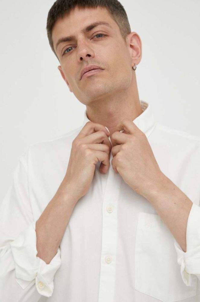 Сорочка Marc O'Polo чоловіча колір бежевий relaxed комір button-down фото 4