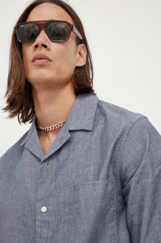 Бавовняна сорочка Marc O'Polo DENIM чоловіча колір синій regular фото 4