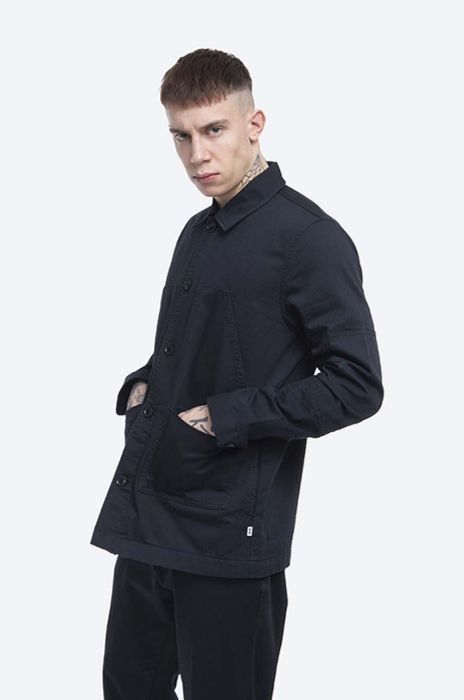 Бавовняна сорочка Wood Wood Fabian чоловіча колір чорний regular класичний комір 12035303.5227-BLACK