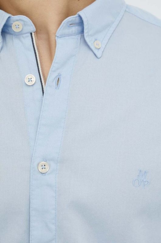 Бавовняна сорочка Marc O'Polo чоловіча regular комір button-down колір блакитний фото 2