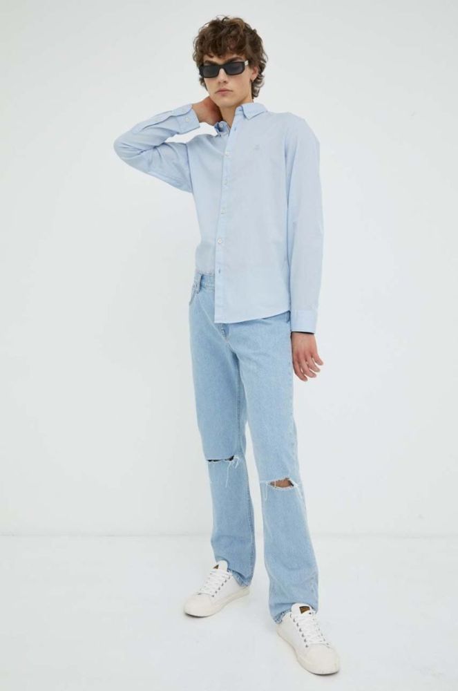 Бавовняна сорочка Marc O'Polo чоловіча regular комір button-down колір блакитний фото 3